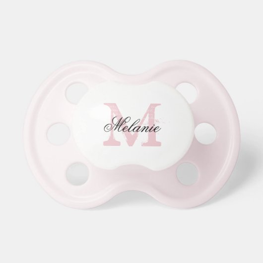 Personalized pink monogram baby pacifier for girl (Front)