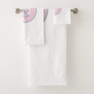 Personalized Pink Monogram Bathroom Towel Set