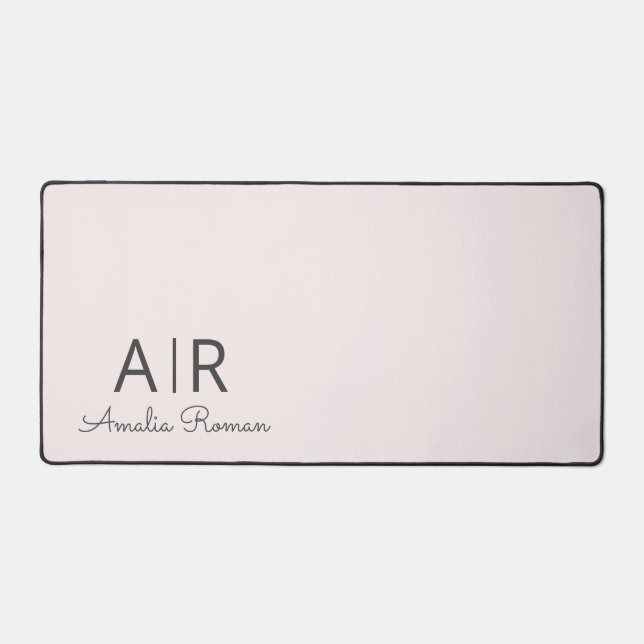 Personalized Pink Monogram Desk Mat (Front)