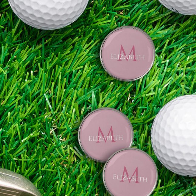 Personalized Pink Monogram Elegant Initial Name Golf Ball Marker (Personalized Pink Monogram Elegant Initial Name Golf Ball Marker)