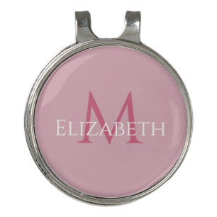 Personalized Pink Monogram Elegant Initial Name Golf Hat Clip