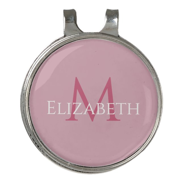 Personalized Pink Monogram Elegant Initial Name Golf Hat Clip (Front)