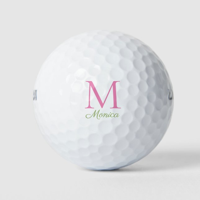 Personalized Pink Monogram Golf Balls (Front)