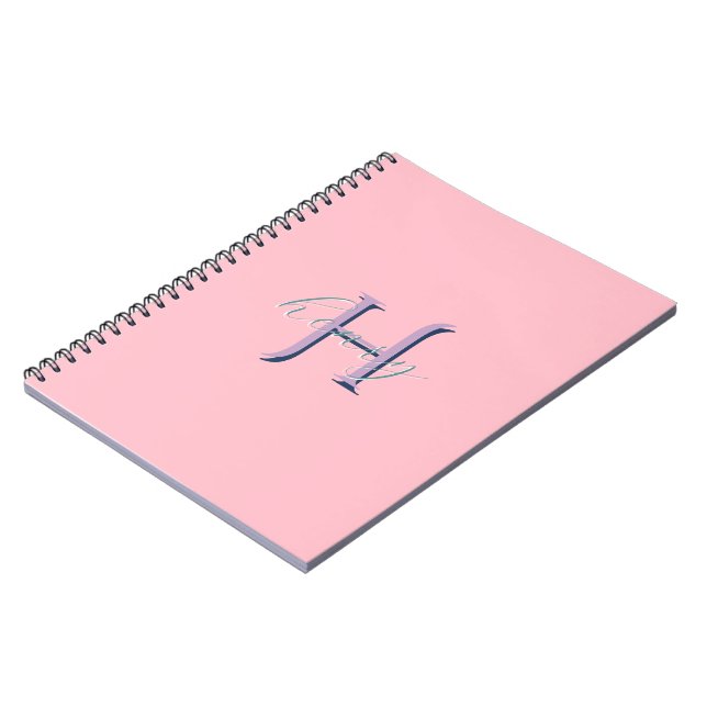 Personalized Pink Monogram Initial and Name Notebook (Left Side)