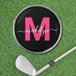 Personalized Pink Monogram Initial Name Golf Ball Marker<br><div class="desc">Personalized Custom Create Your Own Initial Name Monogrammed Golf Ball Marker. Add a touch of sophistication and girly girl charm to your game with this custom golf ball marker. Featuring a bold pink initial and a flowing white script name, this personalized marker makes a stylish statement on the green. Perfect...</div>