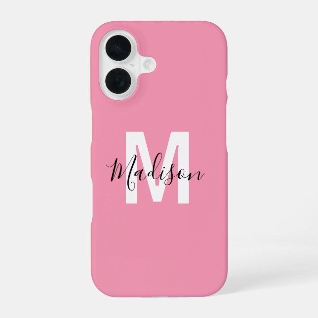 Personalized Pink Monogram iPhone Case (Back)