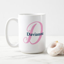 Personalized Pink Monogram Letter D & custom name