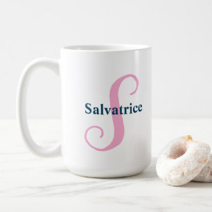 Personalized Pink Monogram Letter S Custom Name Coffee Mug