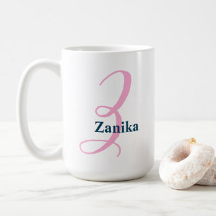 Personalized Pink Monogram Letter Z Custom Name Coffee Mug