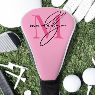 Personalized Pink Monogram Name Golf Head Cover