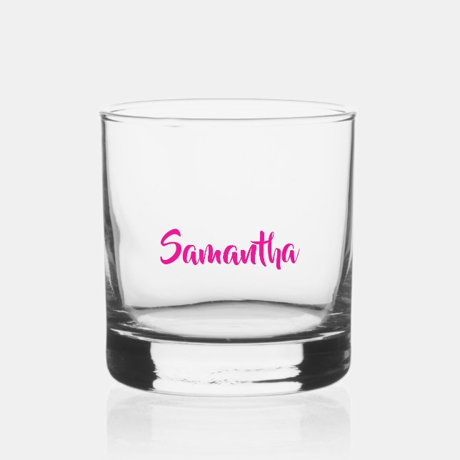 Personalized Pink Monogram Name Whiskey Glass (Front)