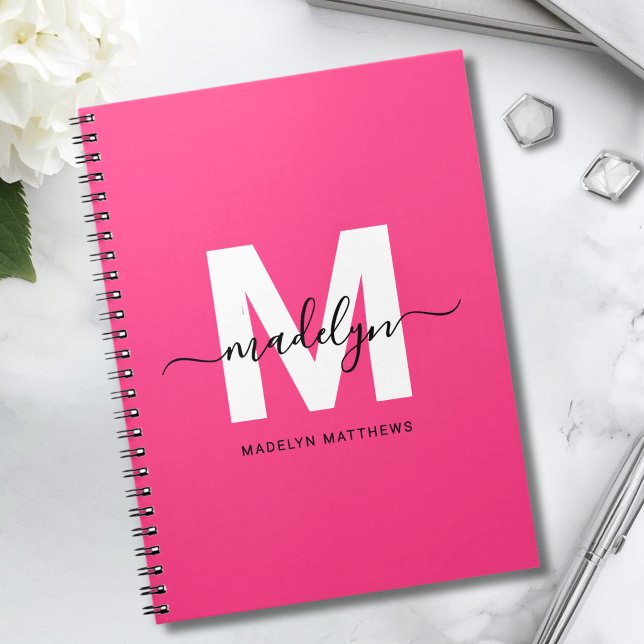 Personalized Pink Monogram Notebook (Personalized Pink Monogram Notebook )