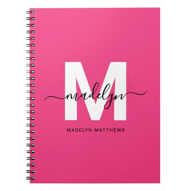 Personalized Pink Monogram Notebook (Front)