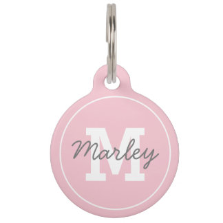 Personalized Pink Monogram Pet Name ID Tag