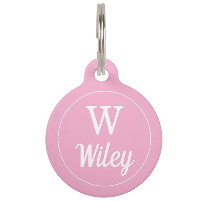 Personalized Pink Monogram Pet Name  ID Tag (Front)