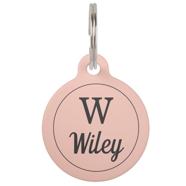 Personalized Pink Monogram Pet Name  Pet ID Tag (Front)