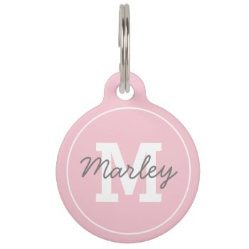 Personalized Pink Monogram Pet Name Pet Id Tag by special_stationery at Zazzle