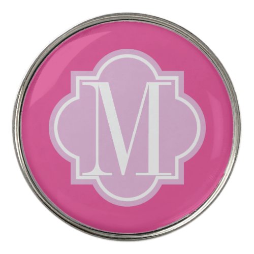 Personalized pink monogram womens golf ball marker