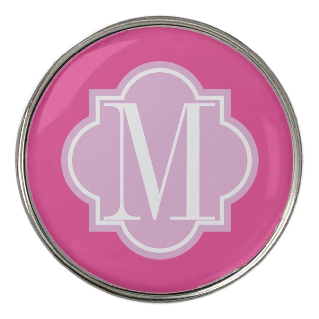 Personalized pink monogram womens golf ball marker (Front)