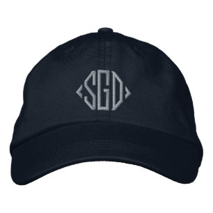 Personalized pink monogrammed blue embroidered baseball cap