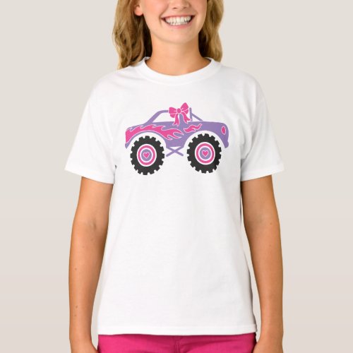 Personalized Pink Monster Truck Shirt For Girls