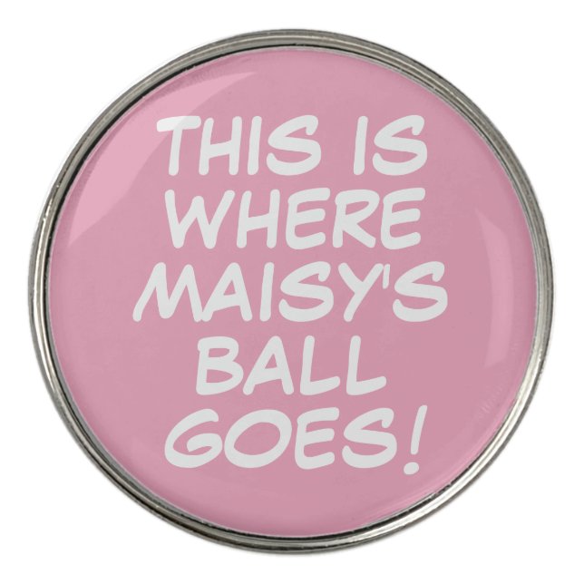 Personalized Pink Name And Message Golf Ball Marker (Front)