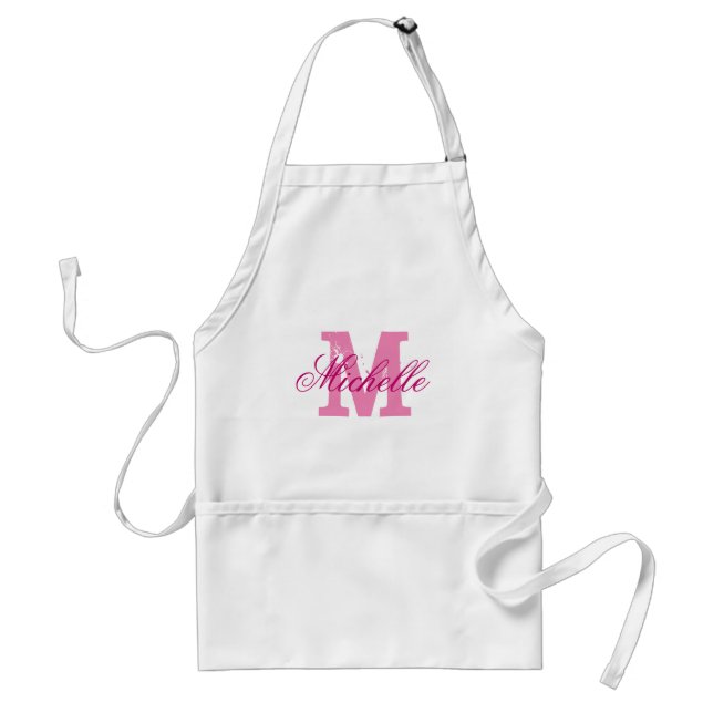 Personalized pink name monogram apron for women (Front)