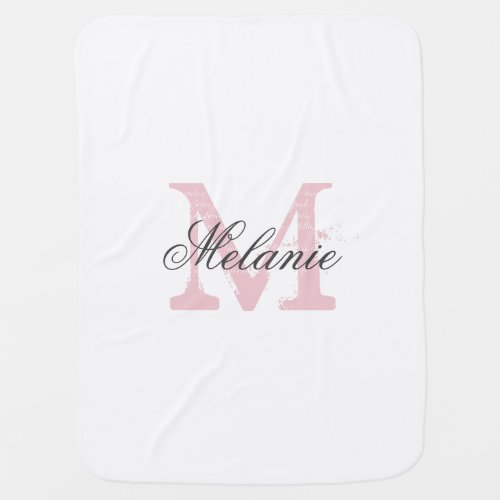 Personalized pink name monogram baby blanket