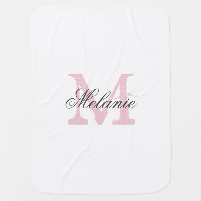 Personalized pink name monogram baby blanket (Front)