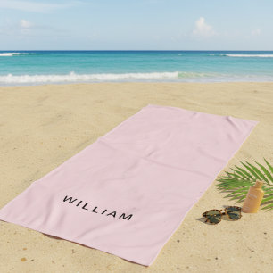 Personalized Pink & Name Monogram   Elegant Custom Beach Towel