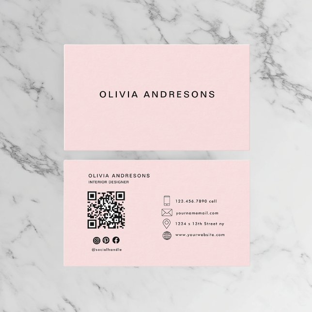 Personalized Pink & Name Monogram | Elegant Custom Business Card (Creator Uploaded)