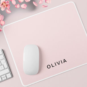 Personalized Pink & Name Monogram Elegant Custom Mouse Pad