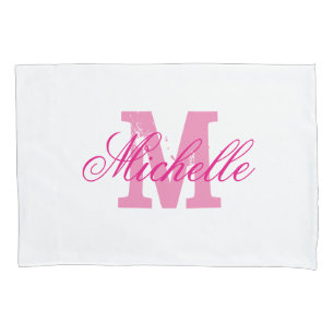 Personalized pink name monogram pillowcases