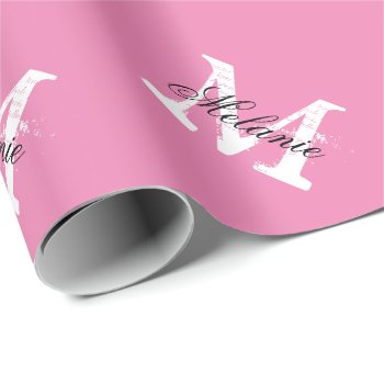 Personalized Pink Name Monogram Wrapping Paper by logotees at Zazzle