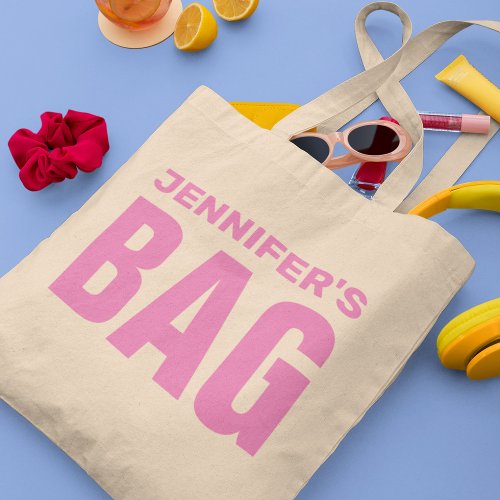 Personalized Pink Name Tote Bag