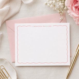 Personalized Pink Note Card Stationery
