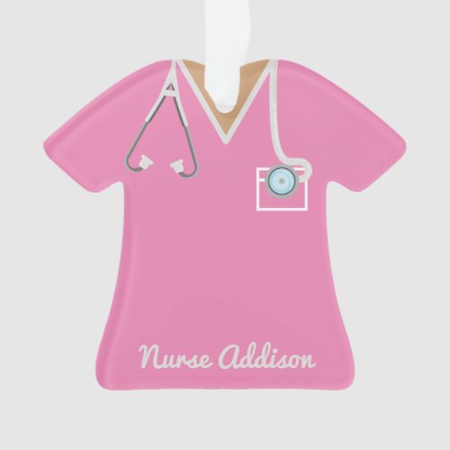 Personalized Pink Nurse Scrubs Nursing Gift Ornament