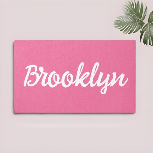 Personalized Pink Nursery Rug with Custom Name