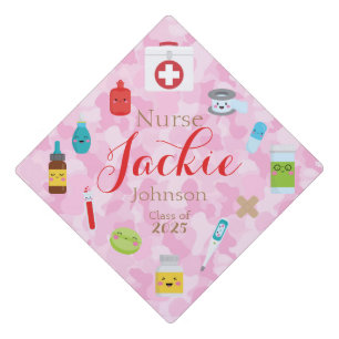 Personalized Pink Nursing Graduation Cap Topper