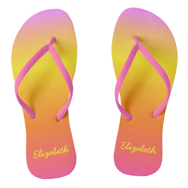 Personalized Pink Ombre Flip Flops (Footbed)