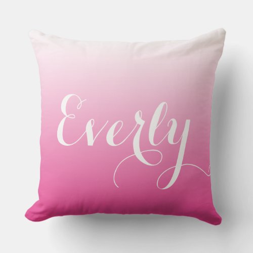 Personalized Pink Ombre Girls Room or Baby Nursery Throw Pillow