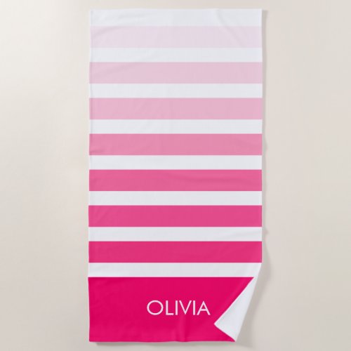 Personalized Pink Ombre Name Beach Towel