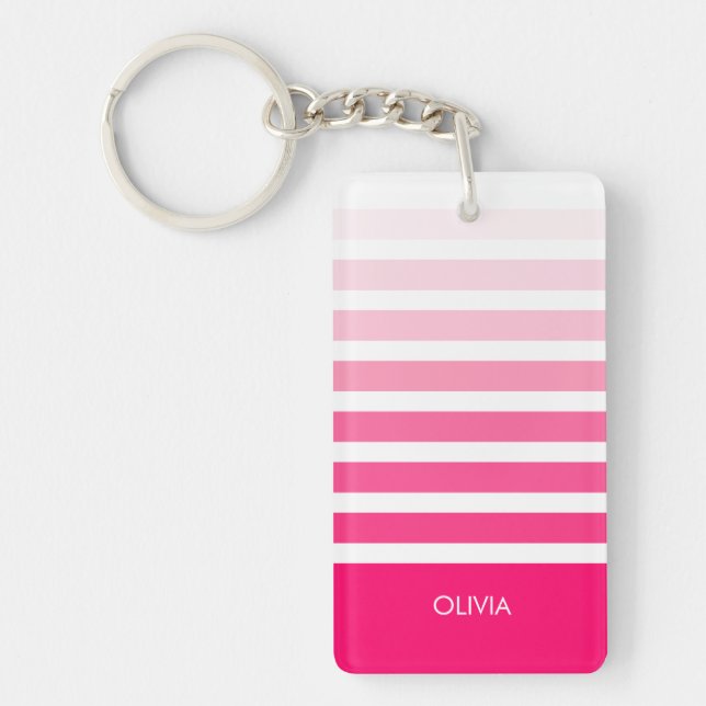 Personalized Pink Ombre Name Keychain (Front)