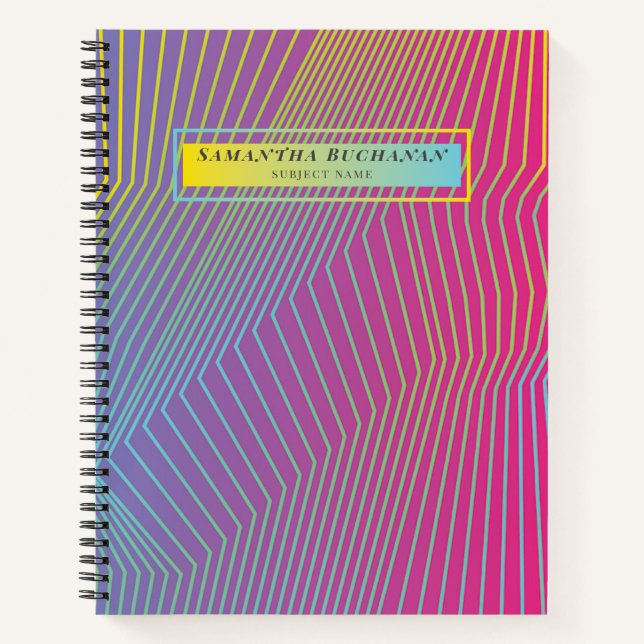 Personalized Pink Ombre Pattern Graph Paper Notebook (Front)
