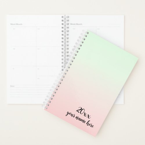 Personalized Pink Ombre Planner Notebook