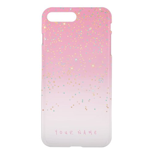 Personalized Pink Ombre Silver Golden Glitter iPhone 8 Plus7 Plus Case