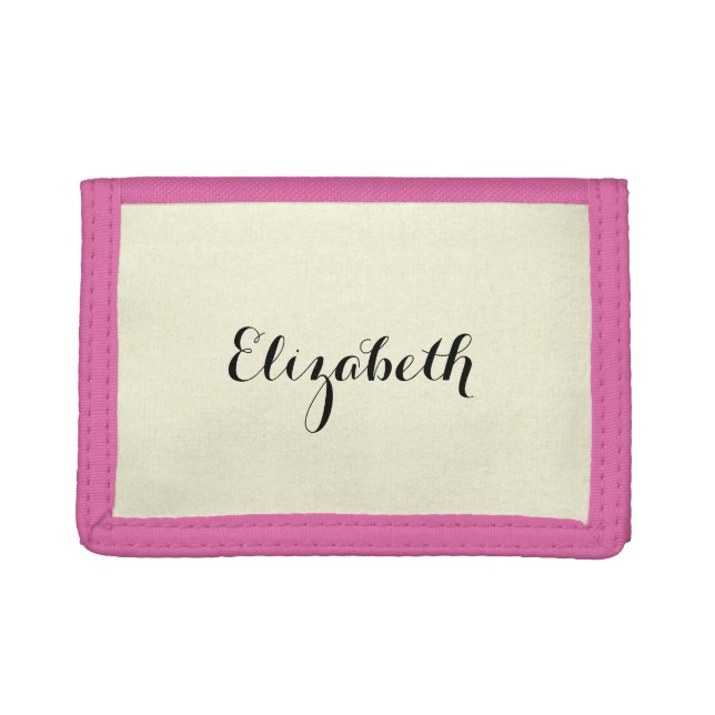 Personalized Pink on Yellow Trifold Wallet (Front)