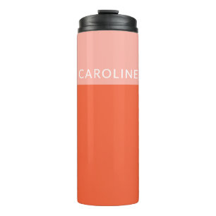 Personalized Pink Orange Geometric Color Block  Thermal Tumbler