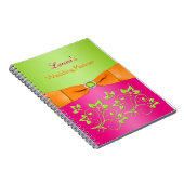 Personalized Pink Orange Lime Floral Notebook (Right Side)