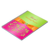 Personalized Pink Orange Lime Floral Notebook (Left Side)
